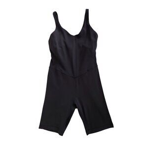 Lululemon ALIGN Black Nulu One-Piece 8" Bodysuit w/ Padded Shelf Bra Sz 6